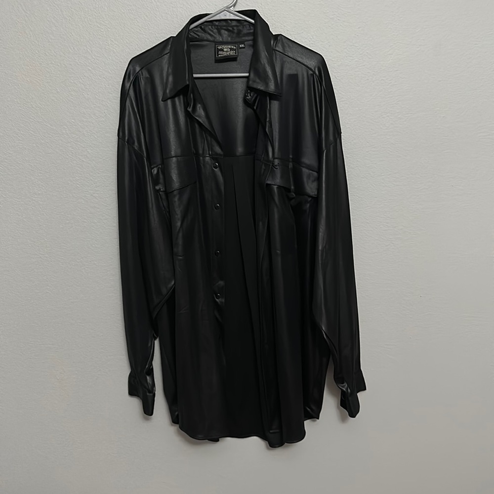 Super cute faux leather men’s shirt/dress